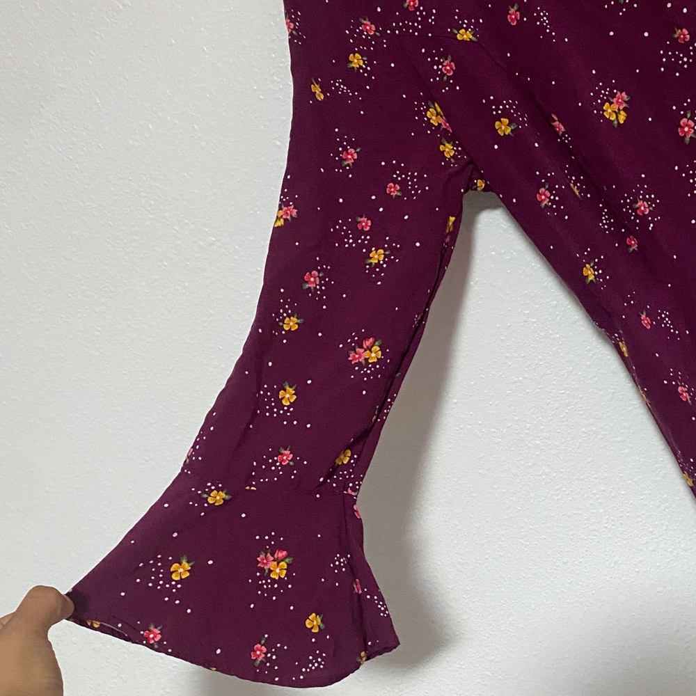 Old Navy Burgundy Floral Long Sleeve Dress - Picture 3 of 7